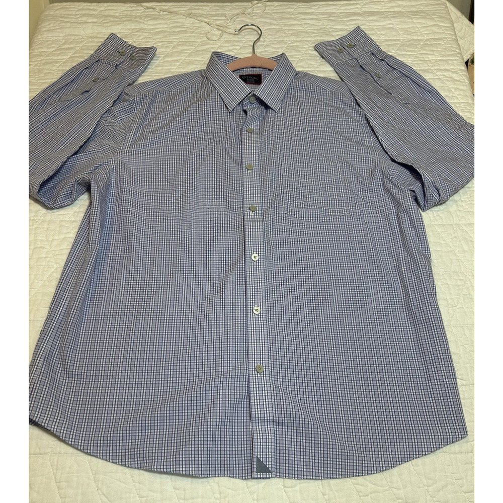 UNTUCKit Shirt Men's XL Purple Plaid 100% Cotton Wrinkle Free long sleeve